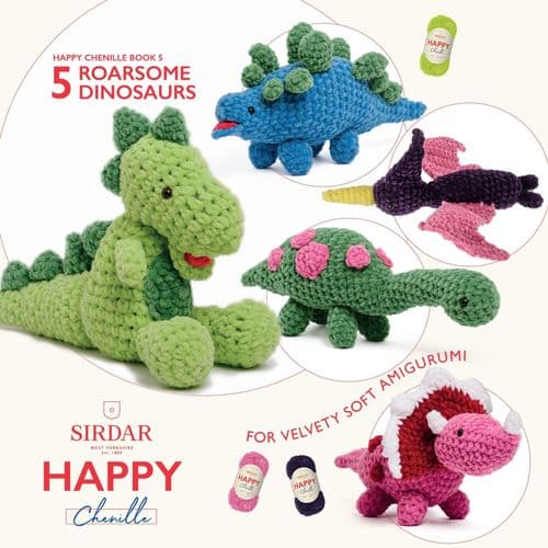 0550 SIRDAR HAPPY CHENILE BOOK 5 - 5 ROARSOME DINOSAURS