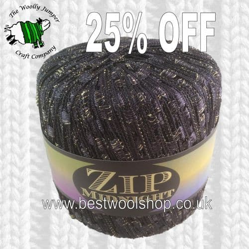 06 GOLD - ZIP MIDNIGHT GLITTER LADDER TRELLIS SCARF & NECKLACE YARN 25% OFF