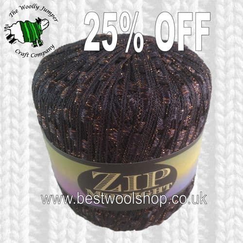 07 COPPER - ZIP MIDNIGHT GLITTER LADDER TRELLIS SCARF & NECKLACE YARN 25% OFF
