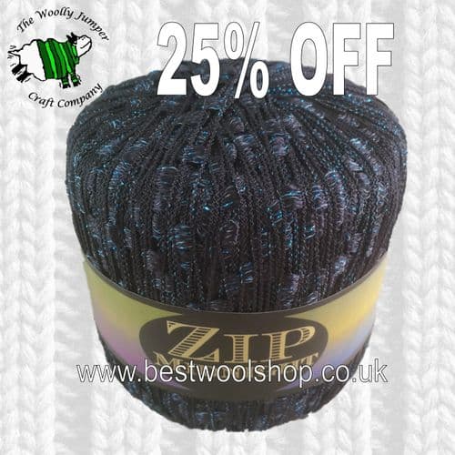 08 TURQUOISE - ZIP MIDNIGHT GLITTER LADDER TRELLIS SCARF & NECKLACE YARN 25% OFF
