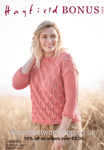 10010 PDF HAYFIELD BONUS CHUNKY SWEATER KNITTING PATTERN CHEST SIZE 32"-54"