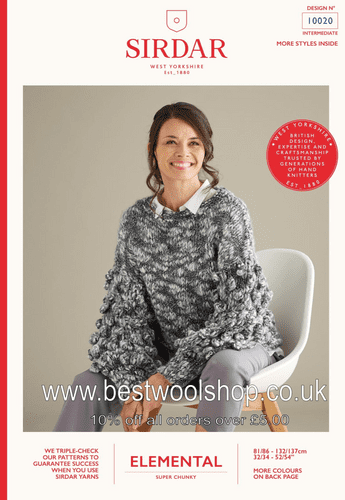 10020 PDF SIRDAR ELEMENTAL SUPER CHUNKY SWEATER KNITTING PATTERN 32"-54"