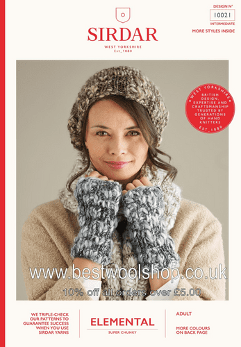 10021 PDF SIRDAR ELEMENTAL SUPER CHUNKY HAT SCARF WRIST WARMERS KNITTING PATTERN ADULT