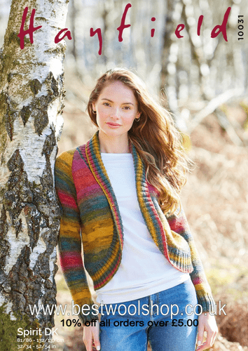 10031 PDF HAYFIELD SPIRIT DK CARDIGAN KNITTING PATTERN CHEST SIZE 32" TO 54"