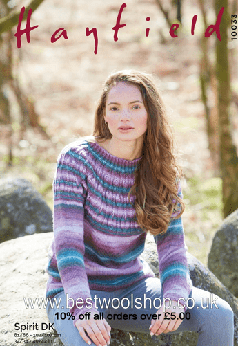 10033 PDF HAYFIELD SPIRIT DK SWEATER KNITTING PATTERN CHEST SIZE 32" TO 42"