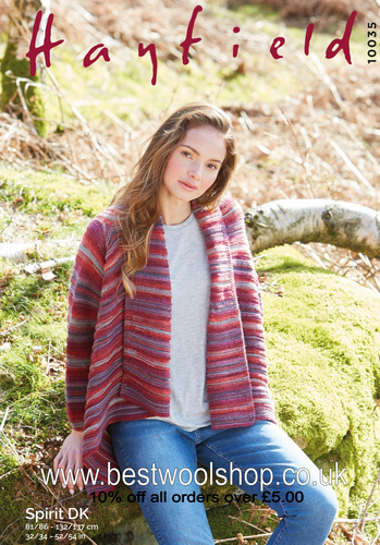 10035 PDF HAYFIELD SPIRIT DK CARDIGAN KNITTING PATTERN CHEST SIZE 32" TO 54"