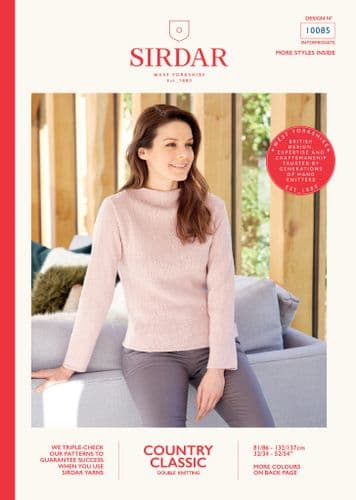 10085 PDF SIRDAR COUNTRY CLASSIC DK SWEATER KNITTING PATTERN SIZE 32"- 54"