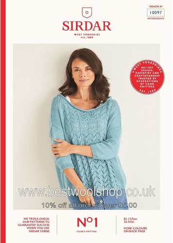 10097 PDF SIRDAR NO.1 CREPE DK SWEATER KNITTING PATTERN 32"- 54"