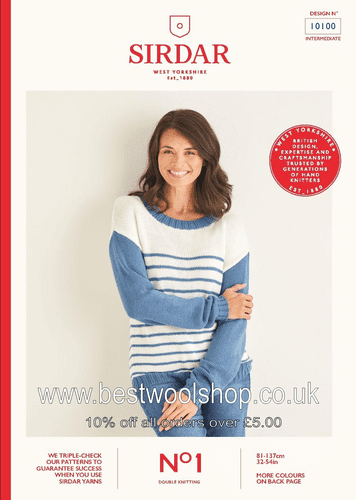 10100 PDF SIRDAR NO.1 CREPE DK SWEATER KNITTING PATTERN 32"- 54"