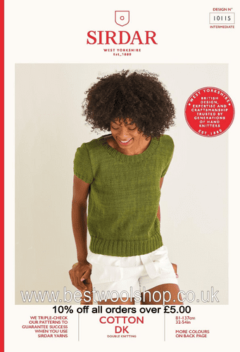 10115 PDF SIRDAR COTTON DK TOP KNITTING PATTERN CHEST SIZE 32"- 54"