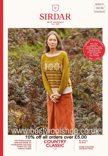 10135 PDF SIRDAR COUNTRY CLASSIC 4PLY SWEATER KNITTING PATTERN 32"- 54"