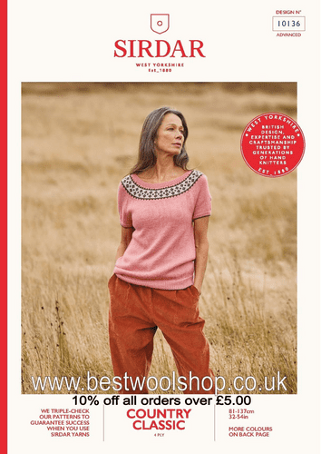 10136 PDF SIRDAR COUNTRY CLASSIC 4PLY TOP KNITTING PATTERN 32"- 54"