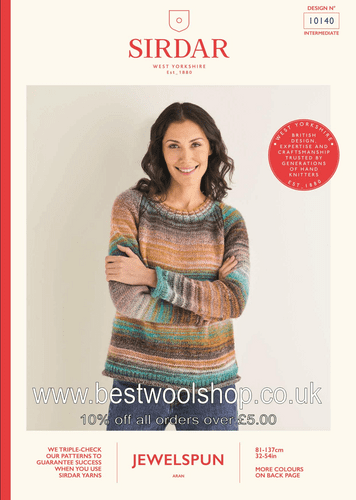 10140 PDF SIRDAR JEWELSPUN ARAN SWEATER KNITTING PATTERN 32"- 54"