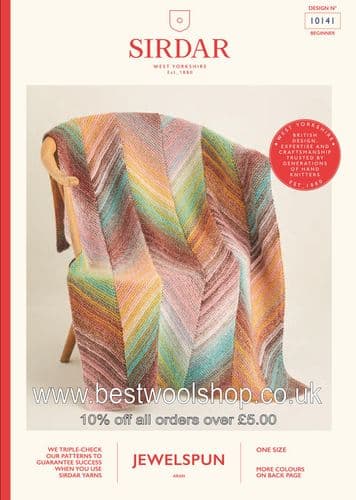 10141 PDF SIRDAR JEWELSPUN ARAN BLANKET THROW KNITTING PATTERN 124CM X 72CM