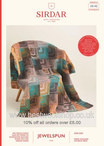 10142 PDF SIRDAR JEWELSPUN ARAN BLANKET THROW KNITTING PATTERN 144CM X 96CM