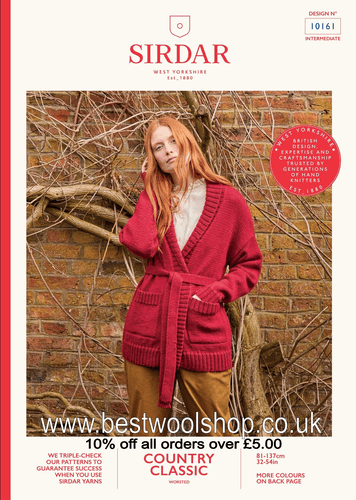10161 PDF SIRDAR COUNTRY CLASSIC WORSTED ARAN WRAP CARDIGAN KNITTING PATTERN 32"-54"