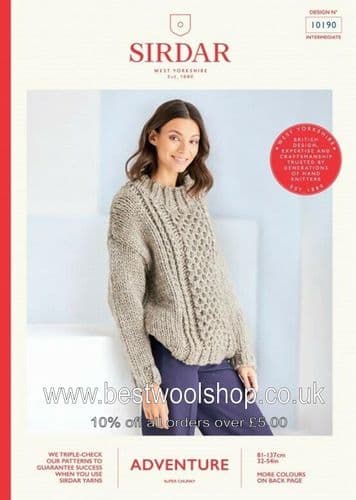 10190 PDF SIRDAR ADVENTURE SUPER CHUNKY UNISEX JUMPER KNITTING PATTERN 32"- 54"