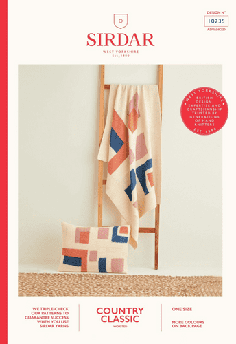 10235 PDF SIRDAR COUNTRY CLASSIC WORSTED ARAN BLANKET & CUSHION KNITTING PATTERN