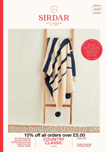 10237 PDF SIRDAR COUNTRY CLASSIC WORSTED ARAN BLANKET KNITTING PATTERN