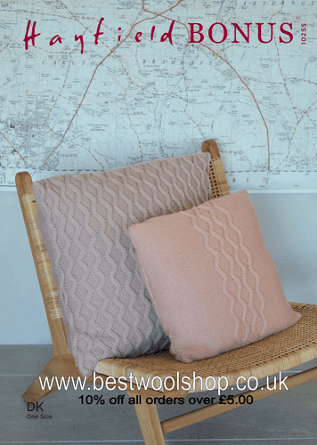 10255 PDF HAYFIELD BONUS DK ZIG ZAG CABLE CUSHION KNITTING PATTERN