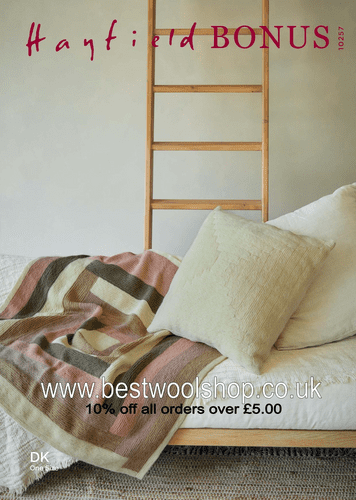 10257 PDF HAYFIELD BONUS DK LOG CABIN BLANKET & CUSHION KNITTING PATTERN