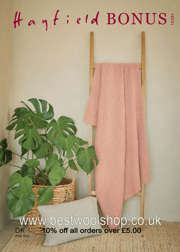 10261 PDF HAYFIELD BONUS DK TEXTURED STRIPE STITCH BLANKET & CUSHION KNITTING PATTERN