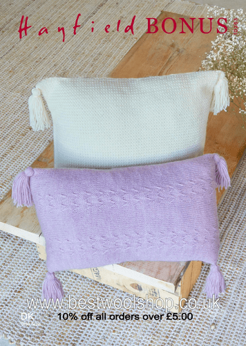 10263 PDF HAYFIELD BONUS DK WILD OATS & PLAITED BASKET STITCH CUSHION KNITTING PATTERN