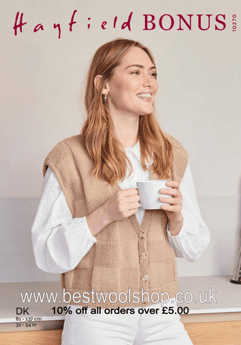 10270 PDF HAYFIELD BONUS DK BOXY CHQUER BOARD WAISTCOAT KNITTING PATTERN 32"-54"