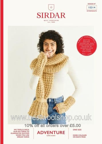 10314 PDF SIRDAR ADVENTURE SUPER CHUNKY SCARF WRIST WARMERS KNITTING PATTERN ONE SIZE