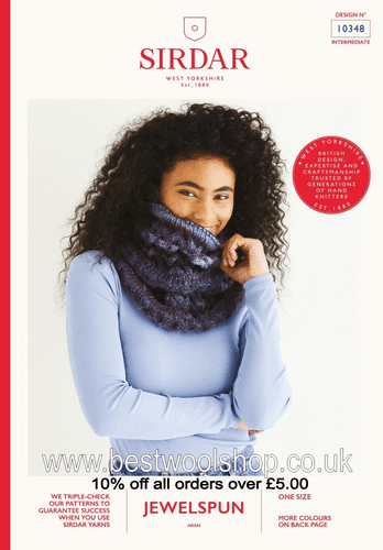 10348 PDF SIRDAR JEWELSPUN ARAN CABLE COWL KNITTING PATTERN
