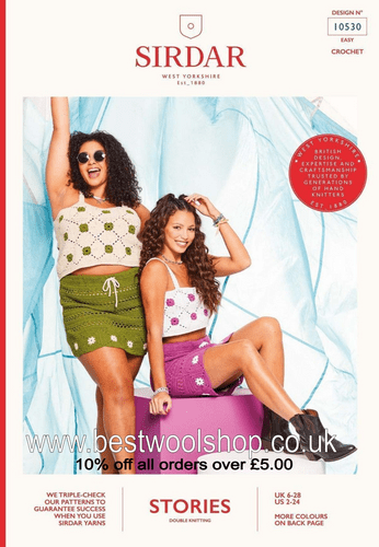 10530 SIRDAR EASY STORIES DK TOP & SKIRT CROCHET PATTERN - UK DRESS SIZE 6-28