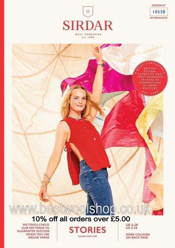 10538 SIRDAR  STORIES DK TOP KNITTING PATTERN - UK DRESS SIZE 6-28