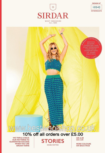 10542 PDF SIRDAR  STORIES DK TOP & SKIRT KNITTING PATTERN - UK DRESS SIZE 6-28