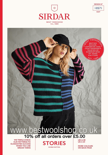 10571 PDF SIRDAR STORIES DK SWEATER KNITTING PATTERN CHEST SIZE 32"-54"
