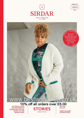 10575 PDF SIRDAR STORIES DK CARDIGAN KNITTING PATTERN CHEST SIZE 32"-54"