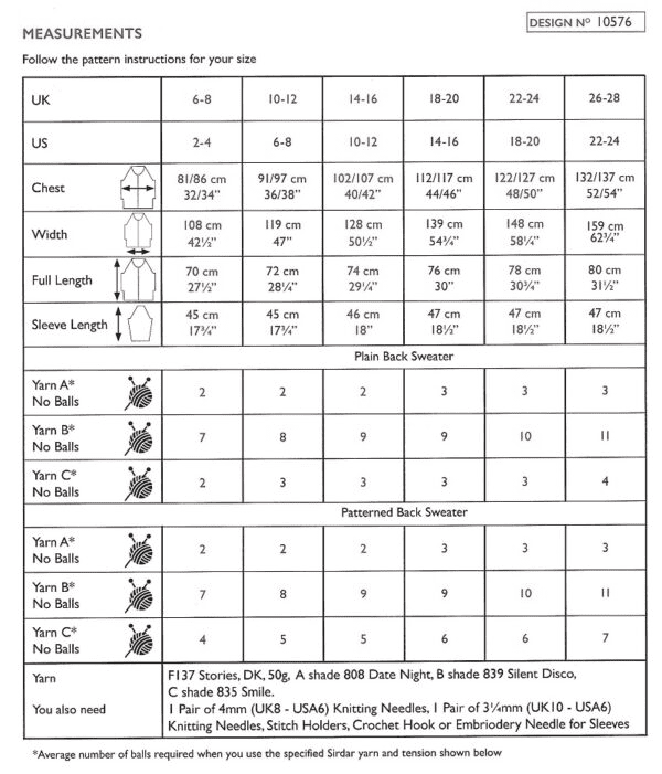 10576 PDF SIRDAR STORIES DK SWEATER KNITTING PATTERN CHEST SIZE 32