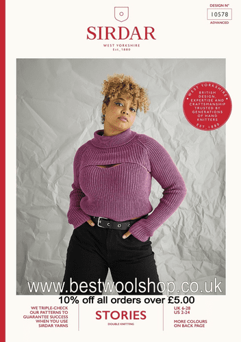 10578 PDF SIRDAR STORIES DK TOP & ARM WARMERS KNITTING PATTERN CHEST SIZE 32"-54"