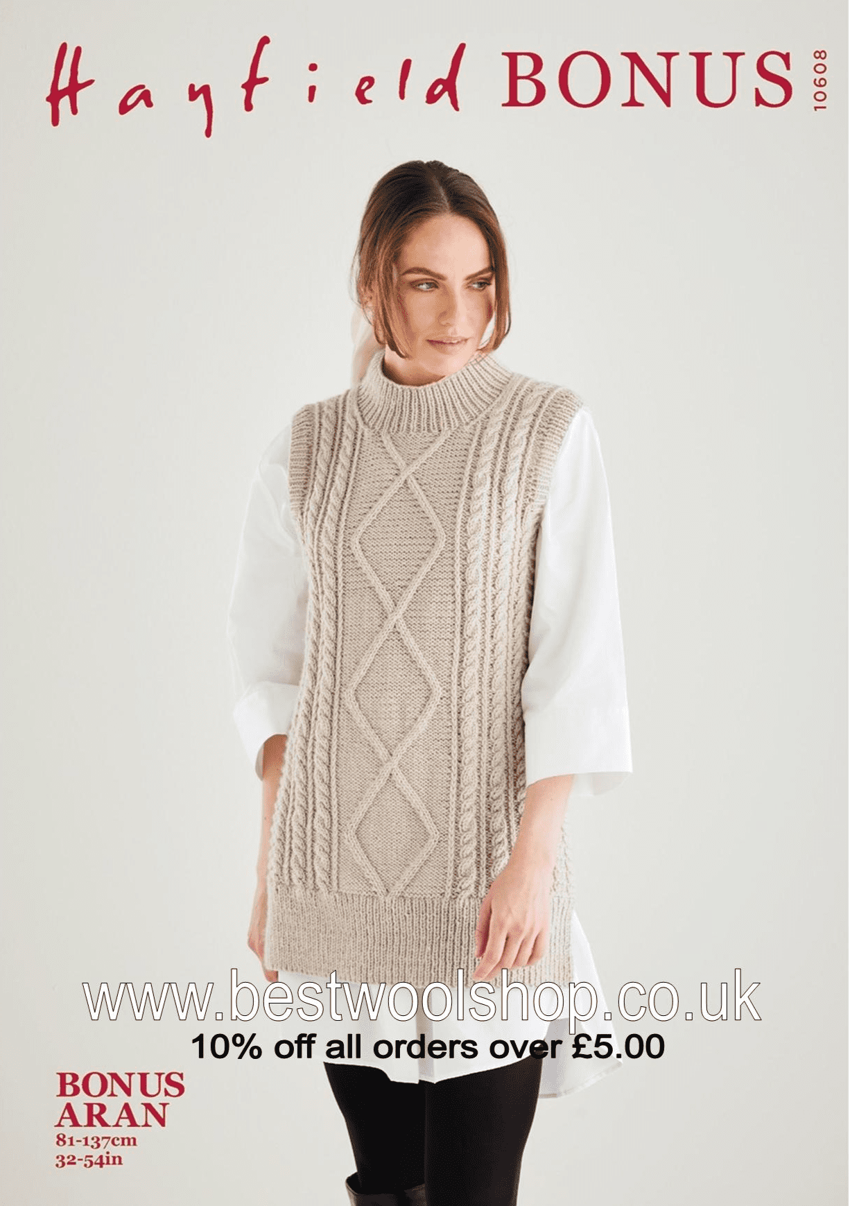 Knitting Patterns Chest Size 10608 HAYFIELD BONUS ARAN TUNIC KNITTING PATTERN CHEST SIZE 32