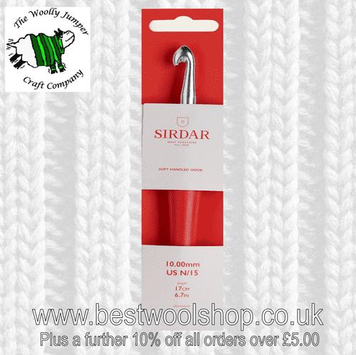 10MM SIRDAR SOFT TOUCH HANDLED CROCHET HOOK LENGTH 17CM