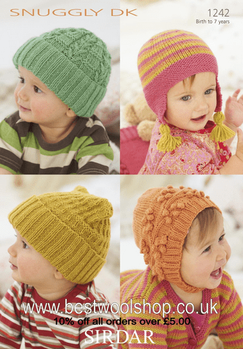 1242 PDF SIRDAR SNUGGLY DK HAT & HELMET KNITTING PATTERN 0 TO 7 YEARS