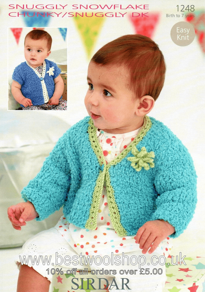 1248 SIRDAR EASY KNIT SNUGGLY SNOWFLAKE CHUNKY CARDIGAN KNITTING PATTERN 0 7 YEARS