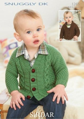 1265 PDF SIRDAR SNUGGLY DK ARAN SYLE CARDIGAN & JACKET KNITTING PATTERN 0 - 7 YEARS