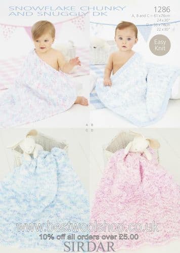 1286 PDF SIRDAR SNUGGLY SNOWFLAKE CHUNKY & SNUGGLY DK BLANKET KNITTING PATTERN