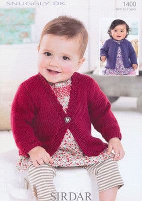 1400 SIRDAR SNUGGLY DK ROUND & V-NECK CARDIGAN KNITTING PATTERN 0 TO 7 YEARS