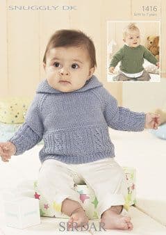 1416 - SIRDAR SNUGGLY DK SWEATERS KNITTING PATTERN - TO FIT 0 TO 7 YEARS
