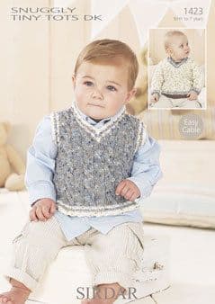 1423 SIRDAR SNUGGLY TINY TOTS DK SWEATER AND TANK TOP KNITTING PATTERN 0 -7 YEARS
