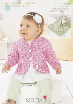 1446 - CARDIGAN AND BLANKET IN SIRDAR SNUGGLY BABY SPECKLE DK - BIRTH - 7 YEARS
