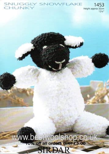 1453 SIRDAR SNUGGLY SNOWFLAKE CHUNKY LEROY THE LAMB KNITTING PATTERN 12.5" 32CM