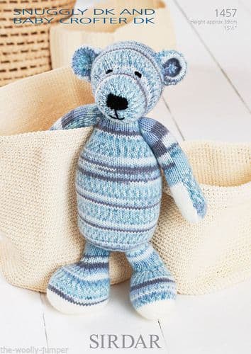 1457 PDF SIRDAR SNUGGLY & BABY CROFTER DK BEAR KNITTING PATTERN - HEIGHT 15.5"