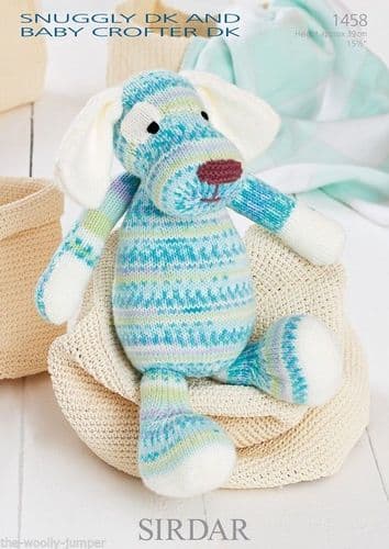1458 PDF SIRDAR SNUGGLY & BABY CROFTER DK DOG KNITTING PATTERN - HEIGHT 15.5"